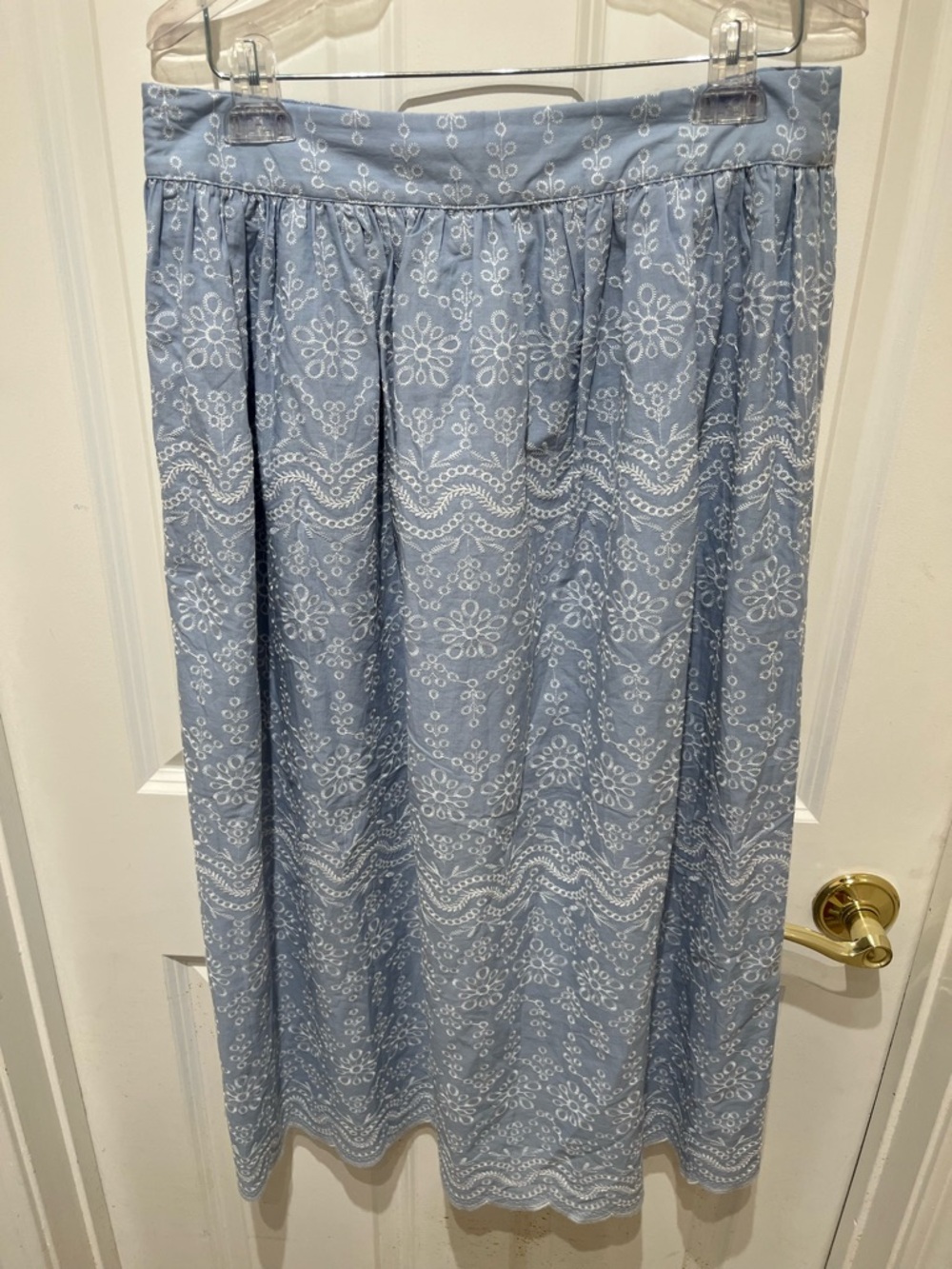 NWT LOFT Light Blue Maxi Skirt and Top with Lace Embroidery Scalloped Hem Set - Picture 9 of 16